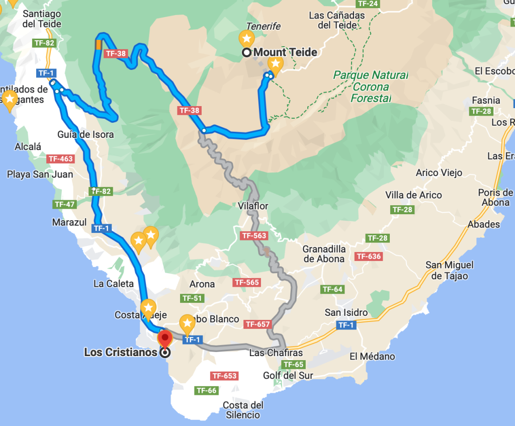 Road to El Teide through national park