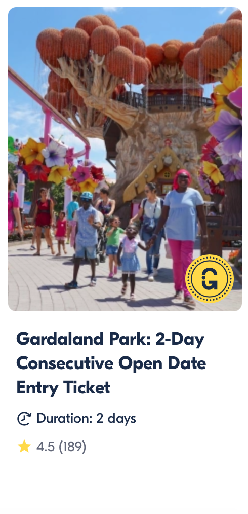 Gardaland park 2 day tickets