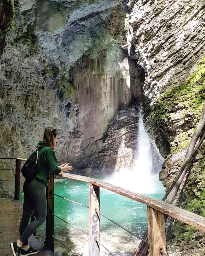 slap kozjak, kozjak waterfall in the soča valley, slovenia