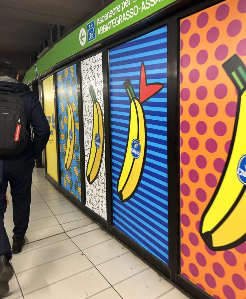 chiquita house ads on milan metro station